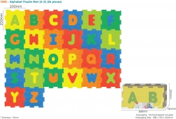 Schaumstoff-Puzzle Alphabet für Kinder 10M+, 26 Teile mit herausnehmbaren Buchstaben, EVA-Schaum, leuchtende Farben