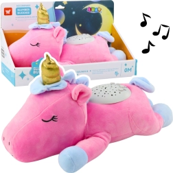Rosa Plüsch-Einhorn mit Projektor und Schlafliedern