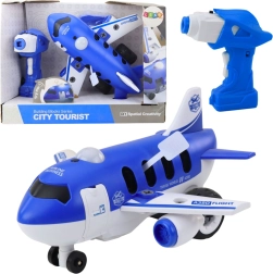 Schraubbares Flugzeug-Bauset mit RC-Fernbedienung und Akkuschrauber 2-in-1 – blau