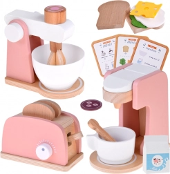 Holz-Set mit Küchenkleingeräten für Kinder – Toaster, Kaffeemaschine und Mixer mit Zubehör