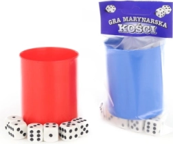 Würfelspiel mit Würfelbecher (6 Stk.) in 2 Farben – 1 Set