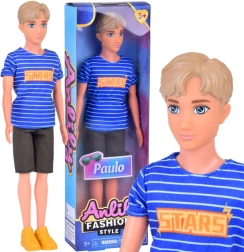 Anlily Puppe Paulo im gestreiften T‑Shirt und Shorts