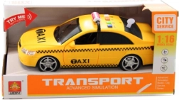 Plastik-Taxi mit Batterien, mit Lichtern und Geräuschen