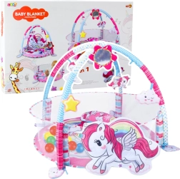 Bildungsspieldecke für Babys 3-in-1 mit Einhorn rosa