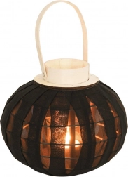 Schwarzer Holz-Lampion für Teelicht 22 cm