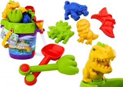 Kinder-Sandspielset Dinosaurier – Eimer mit Brause, Gießkanne und Förmchen