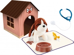 Plüschhund mit Hütte und Täschchen 18 cm