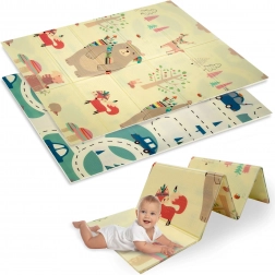 Zweilagige faltbare XPE-Schaumspielmatte 120 × 180 cm mit Tier- und Straßenmotiv HUMBI