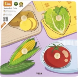 Viga Holzpuzzle mit Knöpfen Gemüse