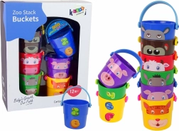 Bunte Eimer mit Tieren Pyramide