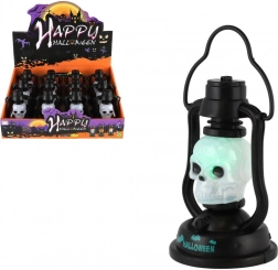 Mini Halloween-Laterne mit Totenkopf, batteriebetrieben, Licht und Sound 7 × 12 cm