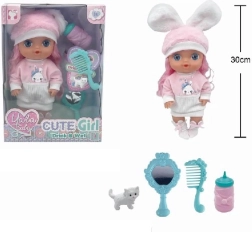 Puppe 30 cm trinkt und macht Pipi mit Zubehör