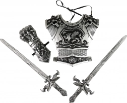 Rittersatz mit silbernen Schwertern für Kinder