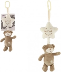 Plüschbär mit Stern – hängende Aufzieh-Spieluhr für Babybett und Kinderwagen, 36 cm