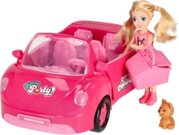 Rosa Cabrio für Puppen mit Picknick-Set und Hündchen