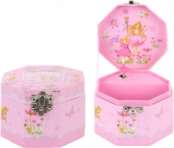 Rosa Musik-Schmuckkästchen mit Ballerina und Spiegel