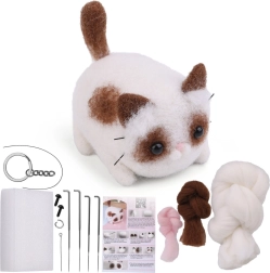 Kreativset für Trockenfilzen – braun‑weißer Kater