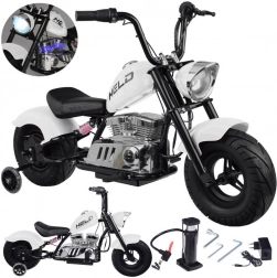 Elektrisches Kinder-Chopper-Motorrad 24V mit Gasgriff und Scheibenbremse – Weiß