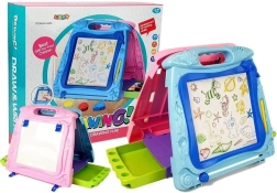 Beidseitige Kinder-Zeichen­tafel mit Magnet und Stiften