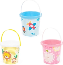 Bunter Kunststoff-Eimer mit Motiven für Kinder