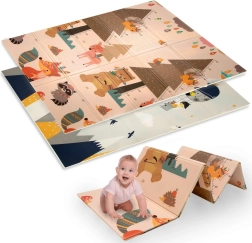Zweischichtige faltbare XPE-Spielmatte 120 × 180 cm mit Tier- und Bergmotiv Humbi