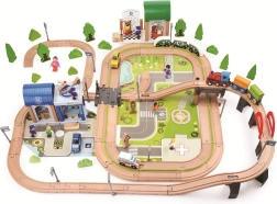 2Kids Toys Holz-Eisenbahnset Stadt und Dorf, 200 Teile
