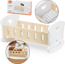 Viga Holz-Wiege für Puppen mit Bettwäsche und Herzmotiv