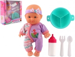 Baby-Puppe 20 cm mit Ess-Set und festem Körper