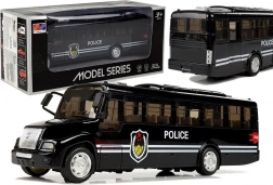 Polizeibus mit Licht und Sound, schwarz (Pull-Back)