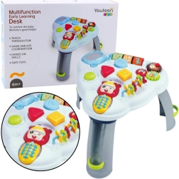 Interaktiver dreieckiger Lerntisch mit Telefon, Lichtern und Geräuschen