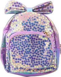 Kinder-Rucksack mit glitzernden Pailletten und Schleife lila 22 cm 2,8 L