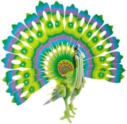 Buntes 3D-Holzpuzzle Pfau