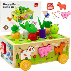 Holzlern-Bauernhof auf Rädern mit Sortierer und magnetischen Würmchen