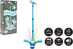 Kinder-Karaoke-Mikrofon auf Stativ mit Licht und Sound – Blau