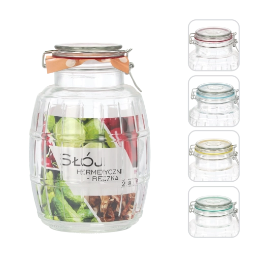 Glasdose 2,8 l, hermetisch verschließbar – Fassform
