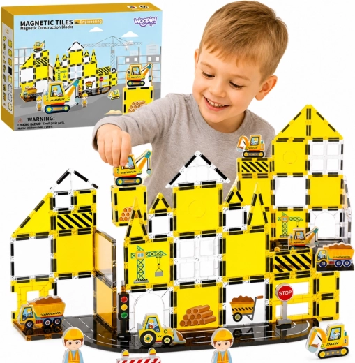 Magnetisches Konstruktionsspielzeug Woopie Baustelle STEAM, 47 Teile