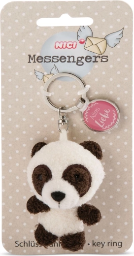 Plüsch-Schlüsselanhänger Panda 7 cm mit Anhänger „Alles Liebe“ – 1 Stück
