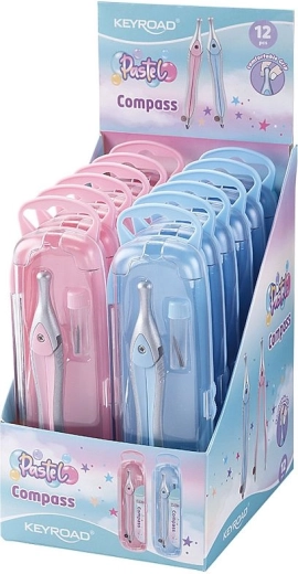 Zirkel Keyroad Pastel im Etui, blau oder rosa