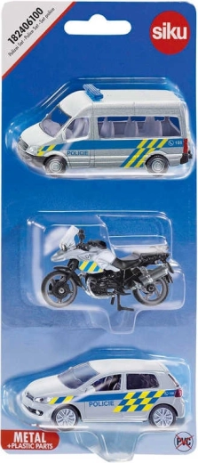 Siku Polizeifahrzeug-Set mit Autos und Motorrad – tschechische Version
