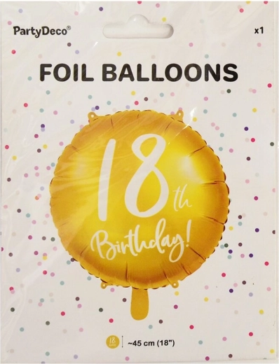 Folienballon Zahl 18 Gold 45 cm