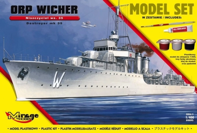 Schiffsmodell ORP WICHER wz.35 – polnischer Zerstörer aus dem Zweiten Weltkrieg 1:400 Bausatz