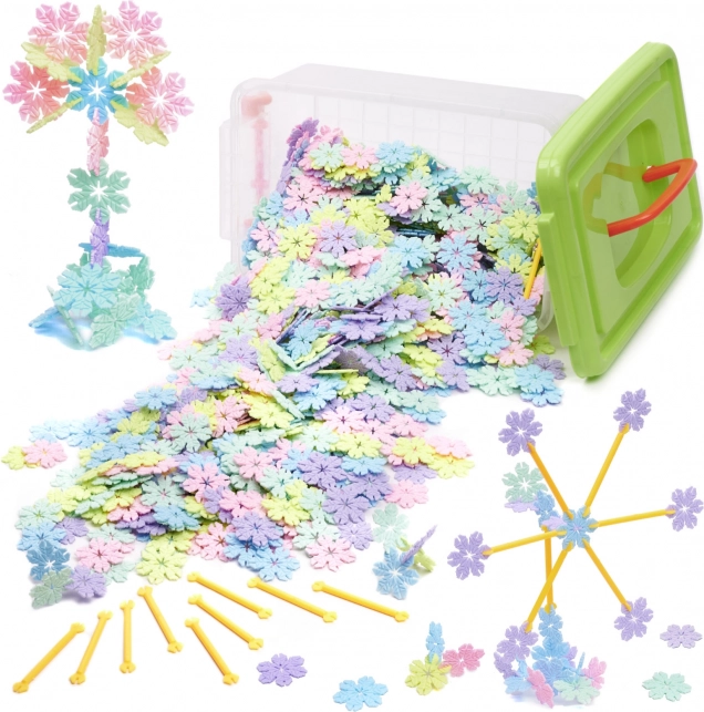 Bunte Bausteine in Form von Schneeflocken