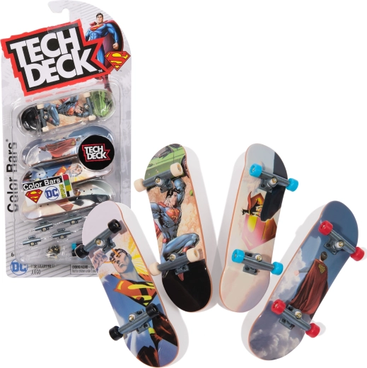 Tech Deck Fingerboard-Set: 4 Mini-Skateboards zum Zusammenbauen – DC Comics Superman