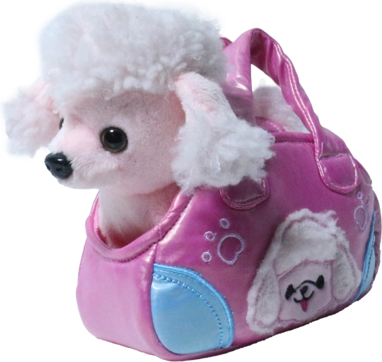 Plüschpudel in Rosa mit Handtasche, 17 cm