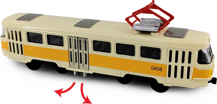 Metallene Retro-Straßenbahn T3, gelb, 16 cm