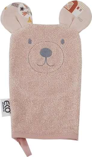 EKO Baumwoll-Waschhandschuh mit Öhrchen Bear rose pink 20 × 15 cm