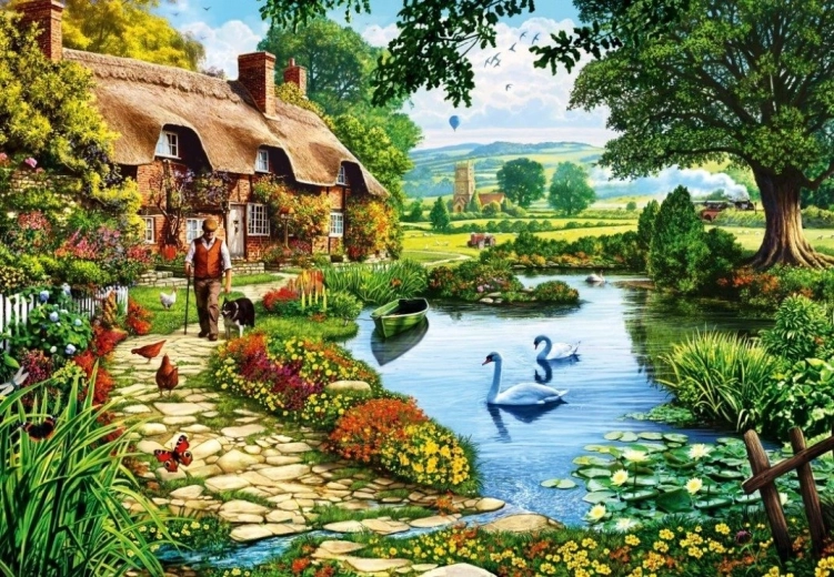 BLUEBIRD Puzzle Hütte am See 1000 Teile