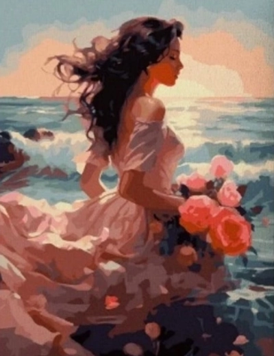 Diamantmalerei – Mädchen in Rosa 30 × 40 cm