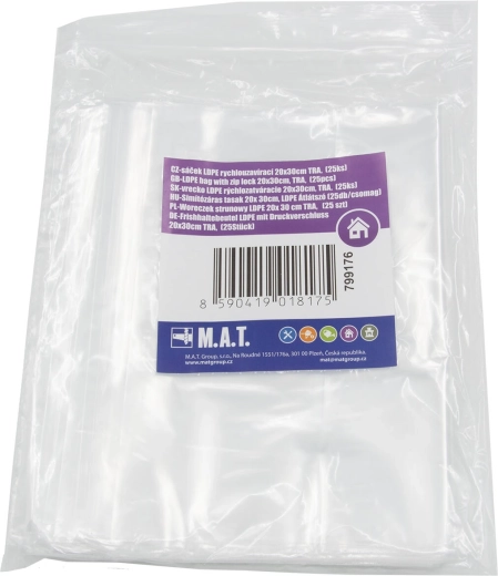 LDPE Schnellverschlussbeutel 20 × 30 cm, Packung 25 Stk.