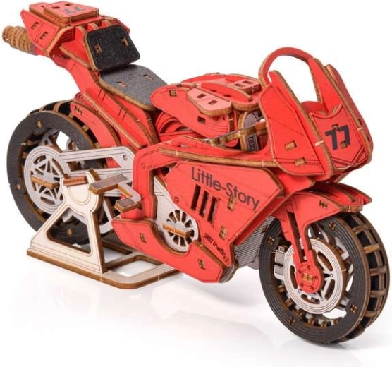 Little Story 3D-Holzbausatz Grand Prix rotes Motorrad